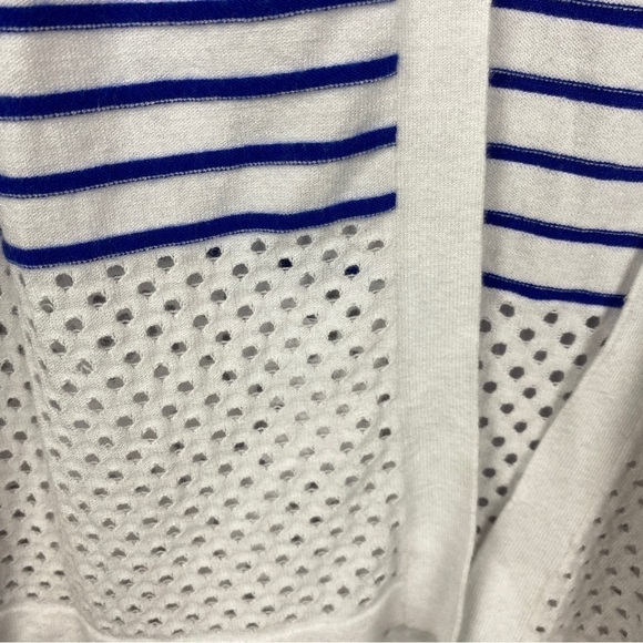 89th & Madison Open Front Rayon Blend Striped Cardigan Large White - Picture 8 of 11